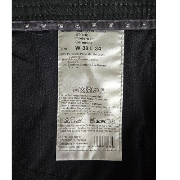 Alberto Pants Men's 40 x 31 ALTERED Ceramica Modern Fit Dress Pants Stone Black - Picture 7 of 8